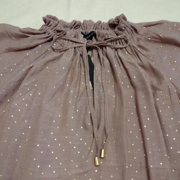 Harvé Benard 1X Mauve Rose Gold Dot Gauzy Top - Picture 9 of 11